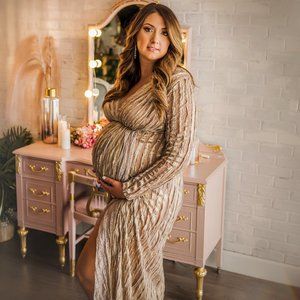 Gold/Silver metallic stretchy maternity gown